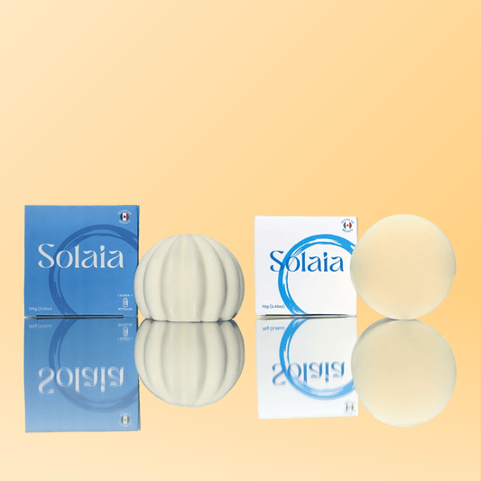 Dúo de shampoo sólido y acondicionador sólido Solaia con sus cajas